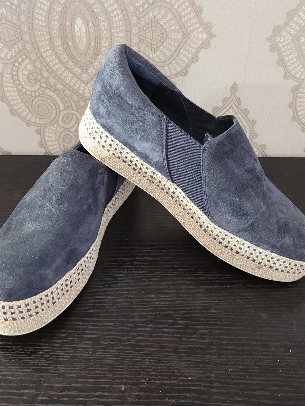 Vince Navy Suede Espadrille Slip-Ons